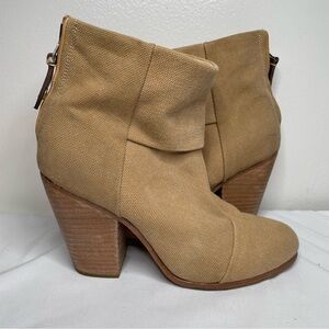 Rag & Bone Boot Bootie Newbury Classic Canvas size 7 Khaki Tan Beige Heels